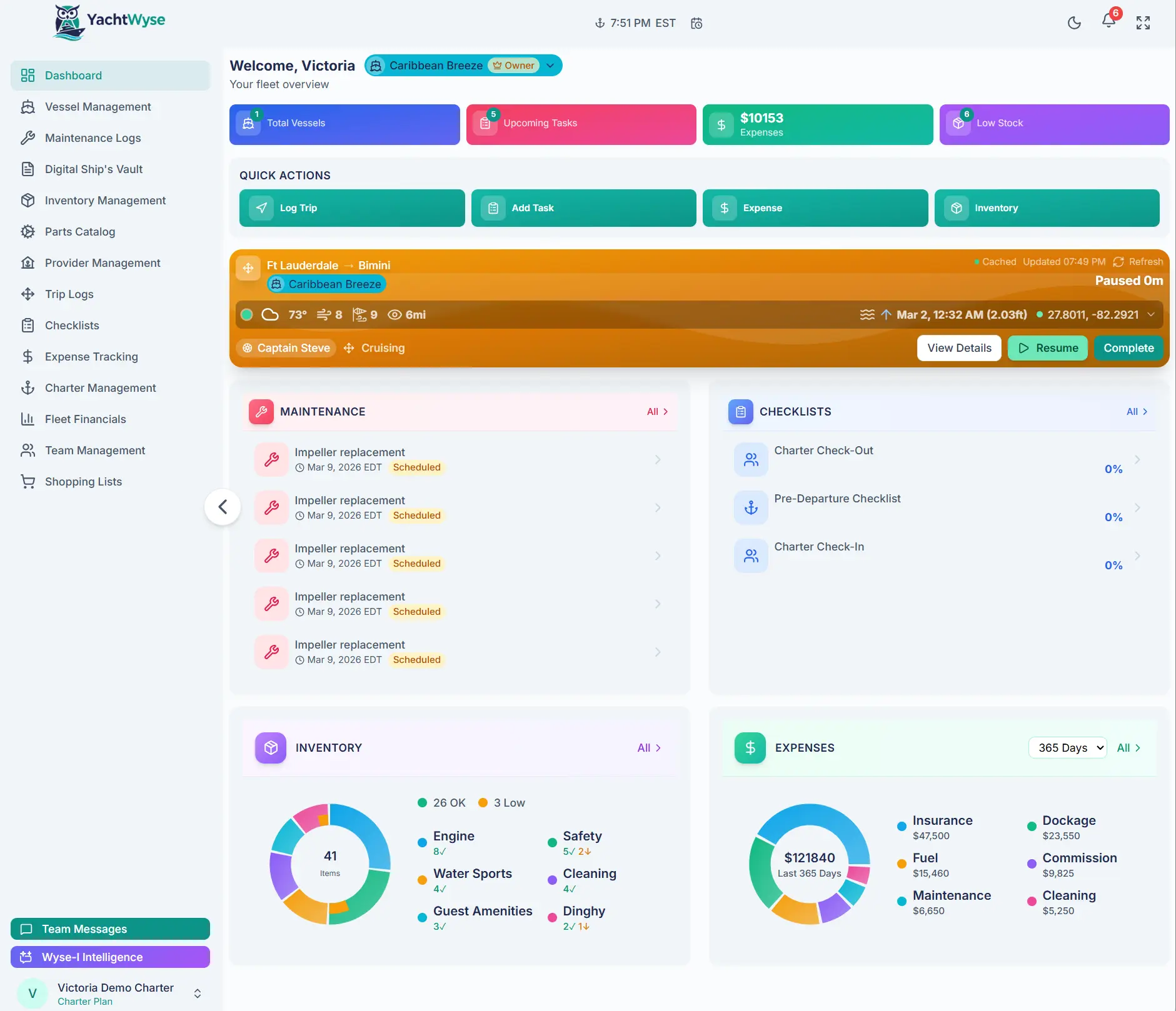OwlMar Dashboard - AI-Powered Yacht Management Platform
